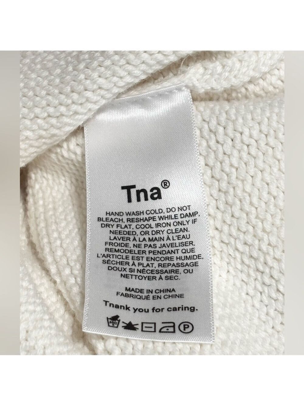 Aritzia TNA York Turtleneck Sweater Cream Cotton Blend Relaxed Fit Size Small - Picture 13 of 14